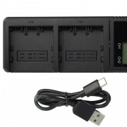 Incarcator baterie JVC BN-VC296G / BN-VC298G / BN-VC264G, dvojni, USB-C