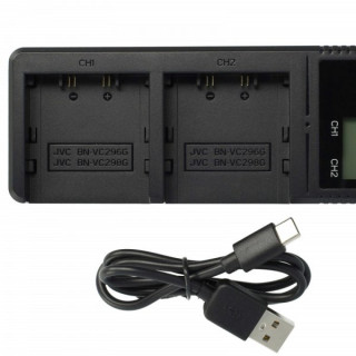 Incarcator baterie JVC BN-VC296G / BN-VC298G / BN-VC264G, dvojni, USB-C