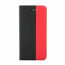 Husă flip pentru Apple iPhone 13 Pro Max din piele artificială, roșu-negru