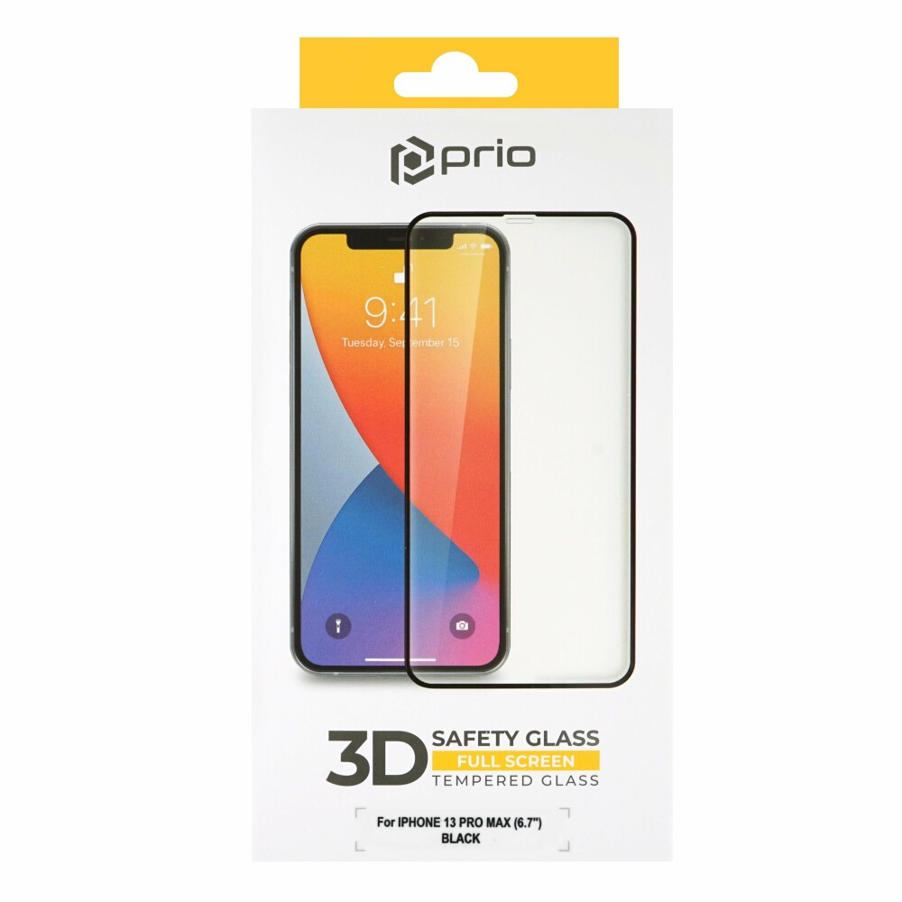 Prio Sticla de protectie securizata pentru iPhone 14 Pro Max, Full Cover 3D